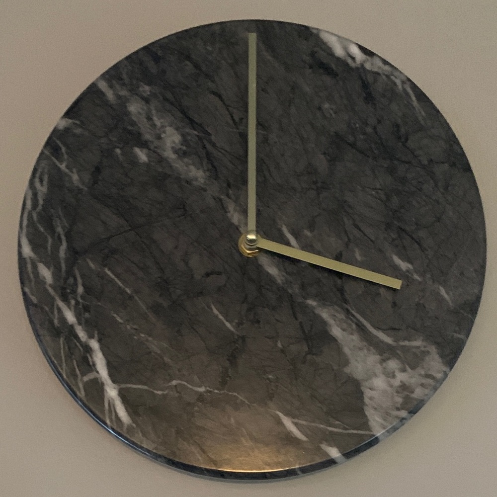 Black marble wall clock 10”